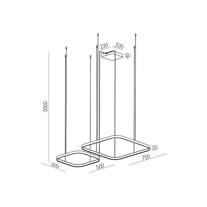 Redo Group - Orion Lampada a Sospensione Doppia Quadrata - Silver Coffee