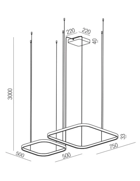 Redo Group - Orion Square Double Pendant Lamp - Silver Coffee