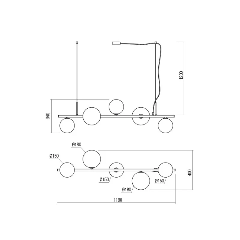Redo Group - Roy Lampada a Sospensione Lineare - Oro Sfumato / Caffè Sfumato