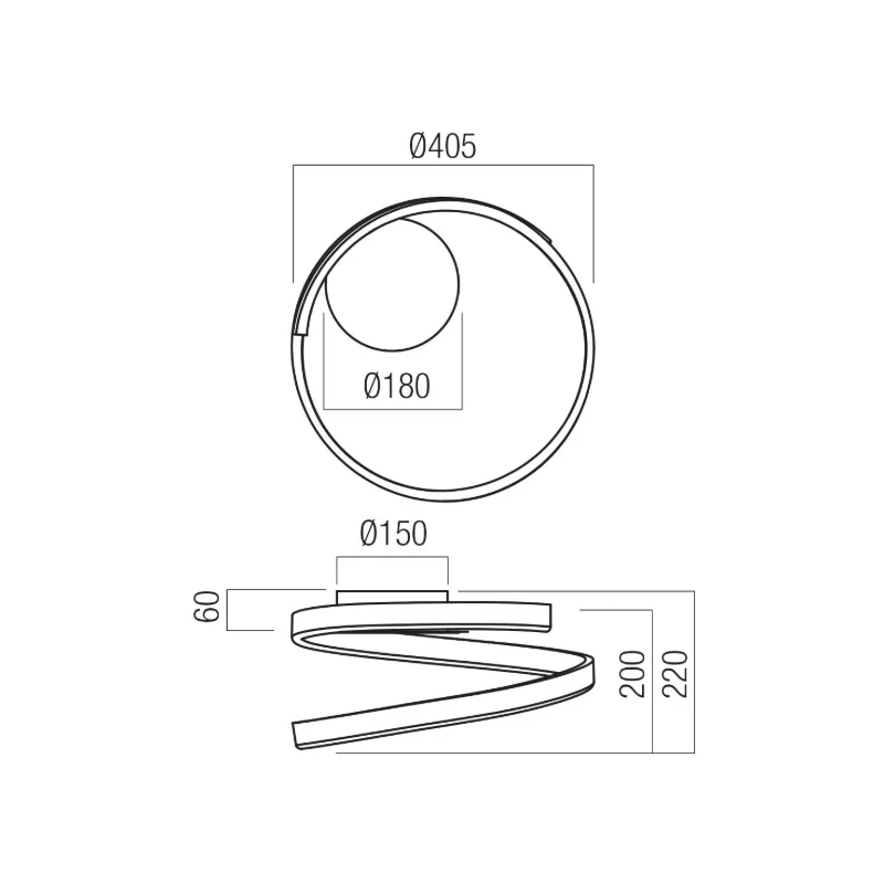 Redo Group - Scroll Lampada da Soffitto - Bronzo Opaco