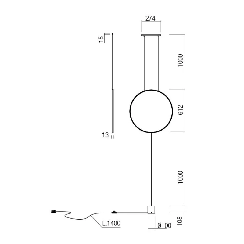 Redo Group - Slick Lampada a Sospensione / Terra Circolare - Oro Opaco