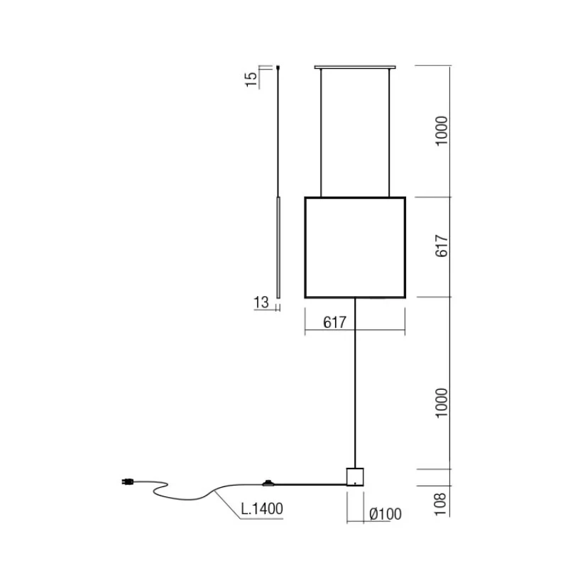 Redo Group - Slick Square Pendant / Floor Lamp - Matt Black