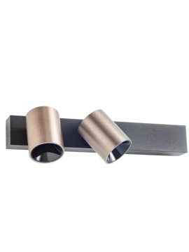 Redo Group - Takto Lampada da Parete / Soffitto Doppia - Nero Opaco / Silver Coffee