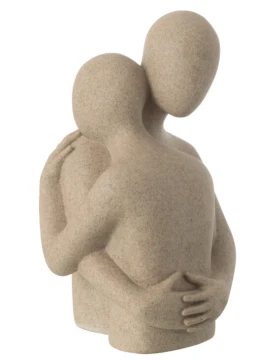 J-Line - Couple Hugging Bust Sculpture - Beige