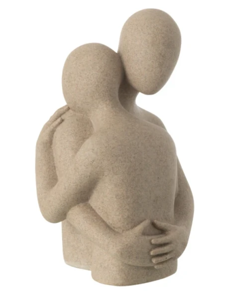 J-Line - Couple Hugging Bust Sculpture - Beige