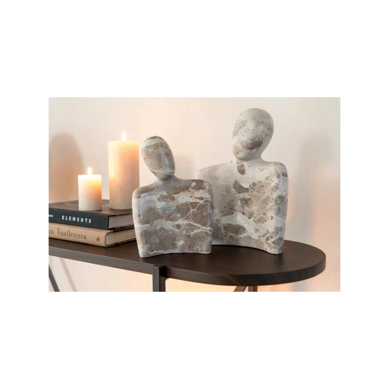 J-Line - Cuddling Couple Sculpture - Beige Marble