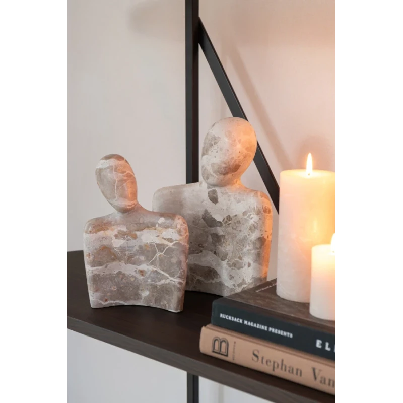 J-Line - Cuddling Couple Sculpture - Beige Marble