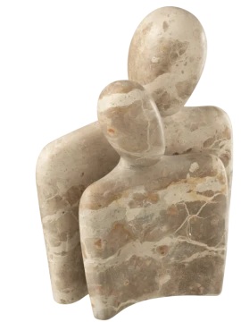 J-Line - Cuddling Couple Sculpture - Beige Marble