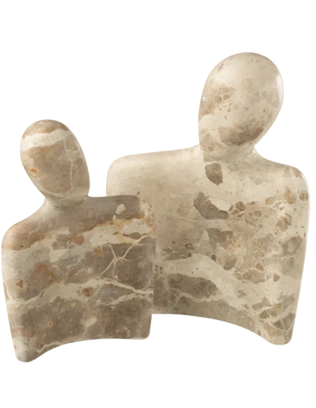 J-Line - Cuddling Couple Sculpture - Beige Marble