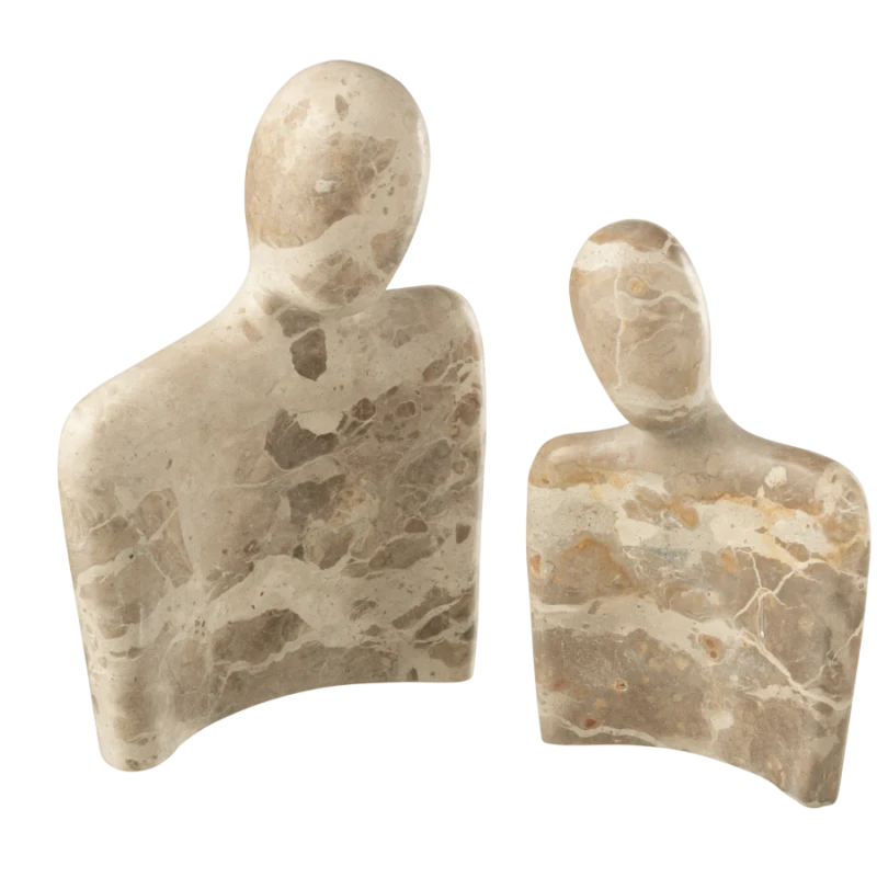 J-Line - Cuddling Couple Sculpture - Beige Marble