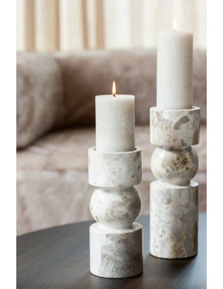 J-Line - Candlestick - Beige Marble