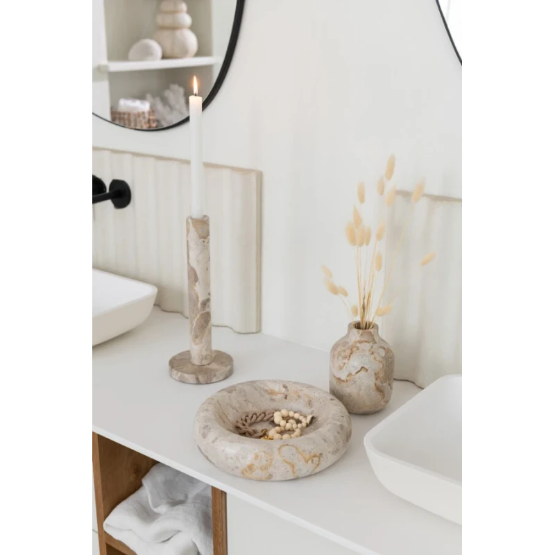 J-Line - Low Round Bowl - Beige Marble