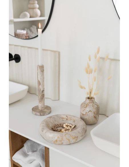 J-Line - Low Round Bowl - Beige Marble