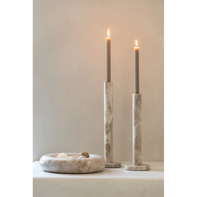 J-Line - Low Round Bowl - Beige Marble