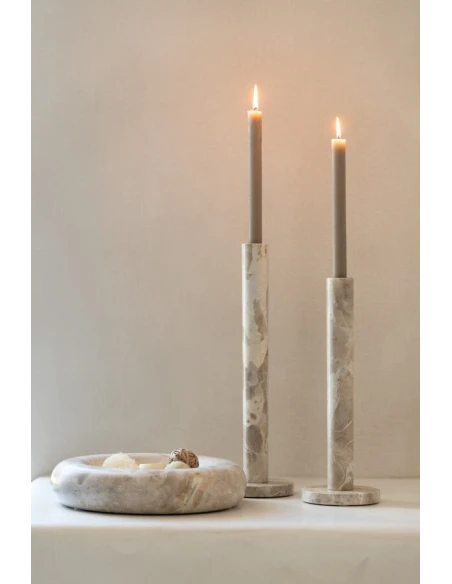 J-Line - Low Round Bowl - Beige Marble