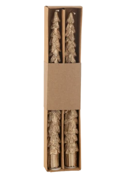 J-Line - Set of 2 Tree Candles - Gold