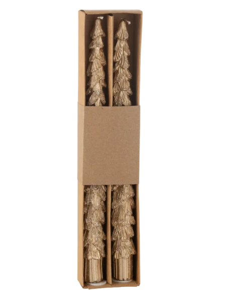 J-Line - Set di 2 Candele Albero - Oro