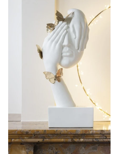 J-Line - Butterfly Face Sculpture - White / Gold