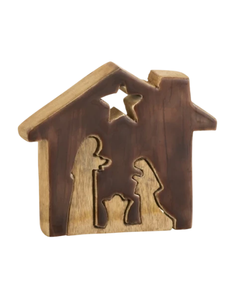 J-Line - Nativity Scene  - Brown / Natural Wood