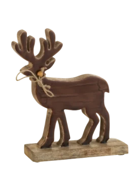 J-Line - Reindeer Decoration - Brown Wood