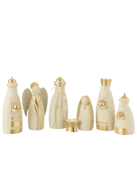 J-Line - Presepio 7 Pezzi - Resina Bianco / Oro
