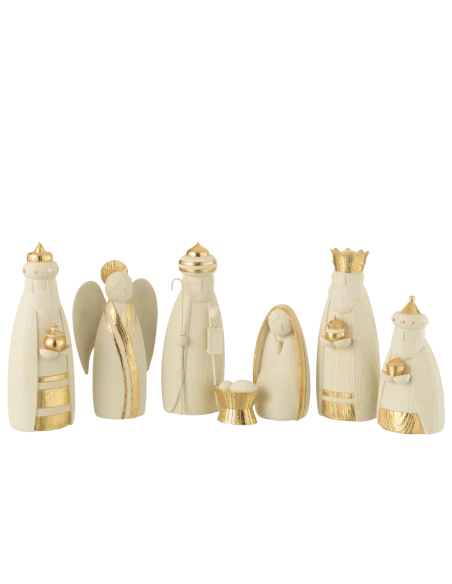 J-Line - 7-Piece Nativity Scene - White/Gold Resin