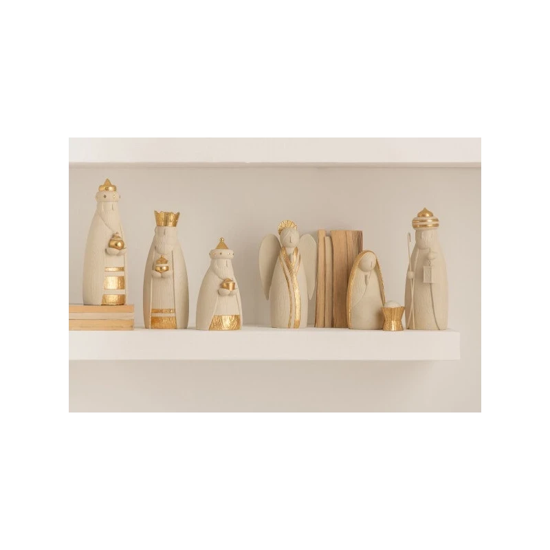 J-Line - 7-Piece Nativity Scene - White/Gold Resin