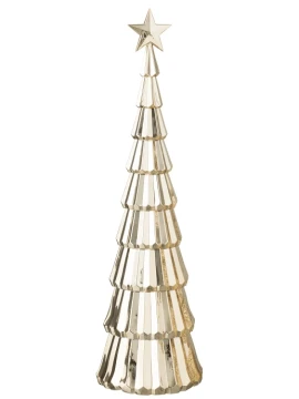 J-Line - Tree + Star Decoration - Glossy Light Beige