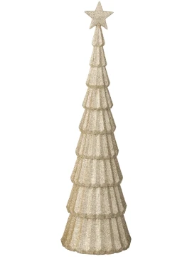 J-Line - Tree Decoration + Star - Light Beige Glitter