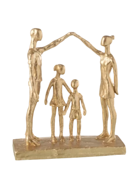 J-Line - Playing Family Sculpture - Gold Resin