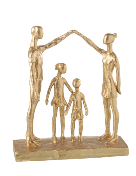 J-Line - Scultura Famiglia Giocando - Resina Oro