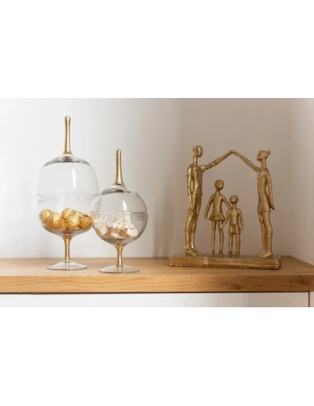 J-Line - Playing Family Sculpture - Gold Resin