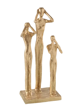 J-Line - Seeing / Hearing / Speaking Character Sculpture - Gold Resin