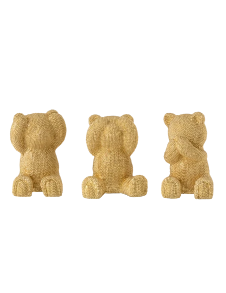 J-Line - Decorazione Orso Sentire / Vedere / Parlare - Set di 3 Pezzi Oro