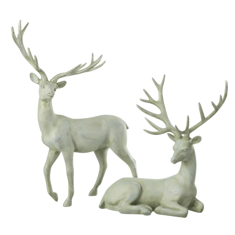 J-Line - Deer Walking Decoration - Blue Grey