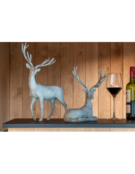 J-Line - Deer Walking Decoration - Blue Grey