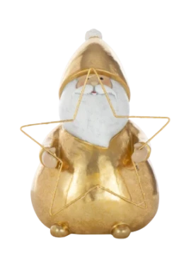 J-Line - Santa Claus LED Star Decoration - Gold