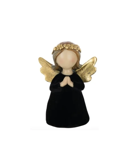 J-Line - Velvet / Polyresin Angel Decoration - Black A