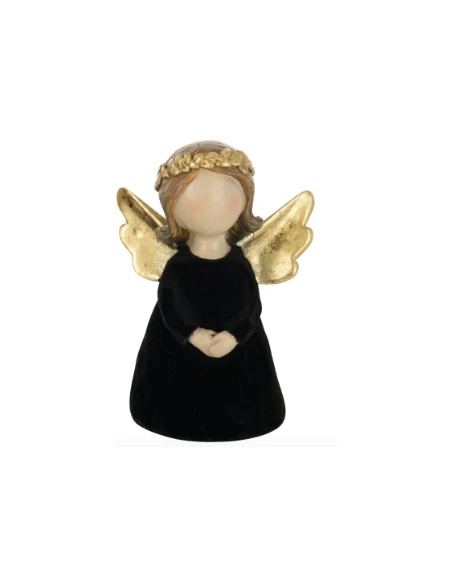 J-Line - Velvet / Polyresin Angel Decoration - Black B