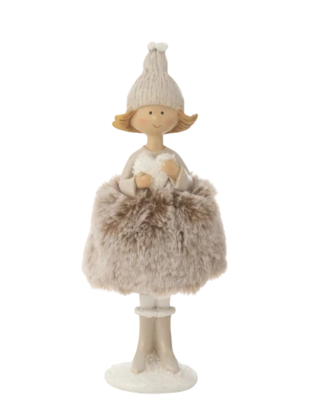 J-Line - Decorazione Angelo Cuore + Pelliccia - Multicolore