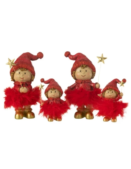 J-Line - Baby Hat + Fur Star Decoration - Red / Gold