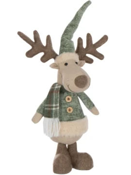 J-Line - Elk Scarf Decoration - Ivory / Green