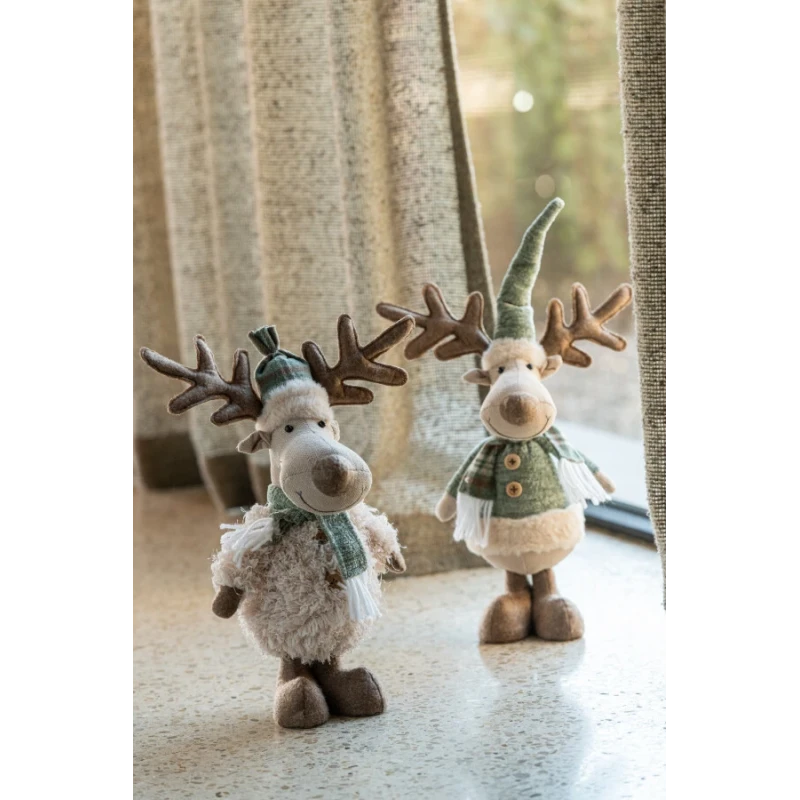 J-Line - Elk Scarf Decoration - Ivory / Green