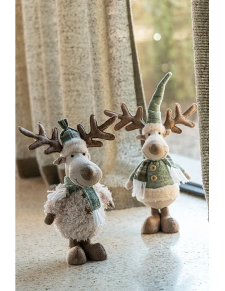 J-Line - Elk Scarf Decoration - Ivory / Green