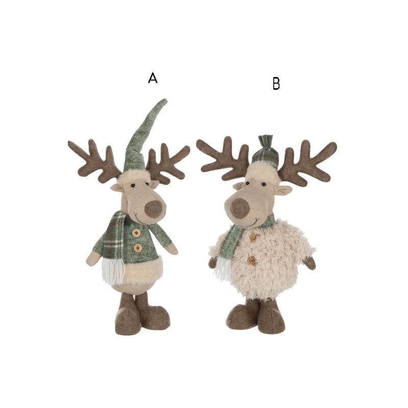 J-Line - Elk Scarf Decoration - Ivory / Green