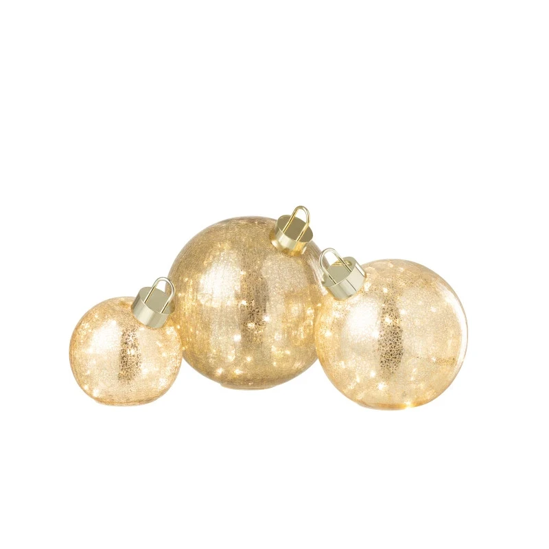 J-Line - Pallina Di Natale Led - Vetro Oro