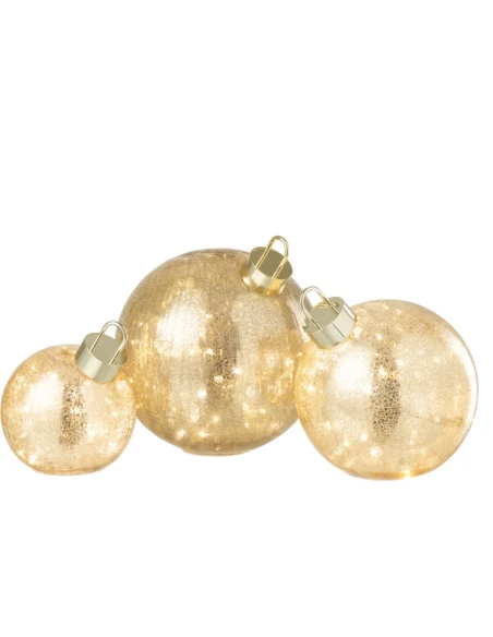 J-Line - Pallina Di Natale Led - Vetro Oro