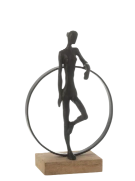 J-Line - Scultura Uomo Contro Anello + Piede - Ferro Nero