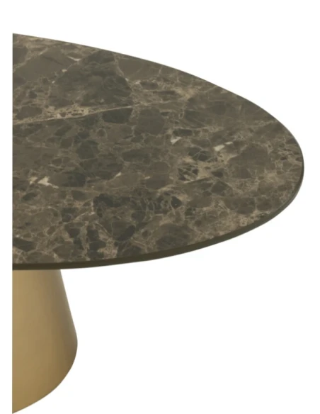 J-Line - Set of 2 Coffee Tables - Marble Effect / Bronze