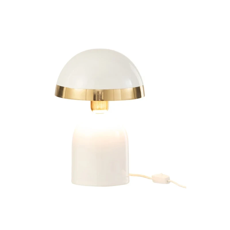 J-Line - Gold Edge Table Lamp - Glossy White